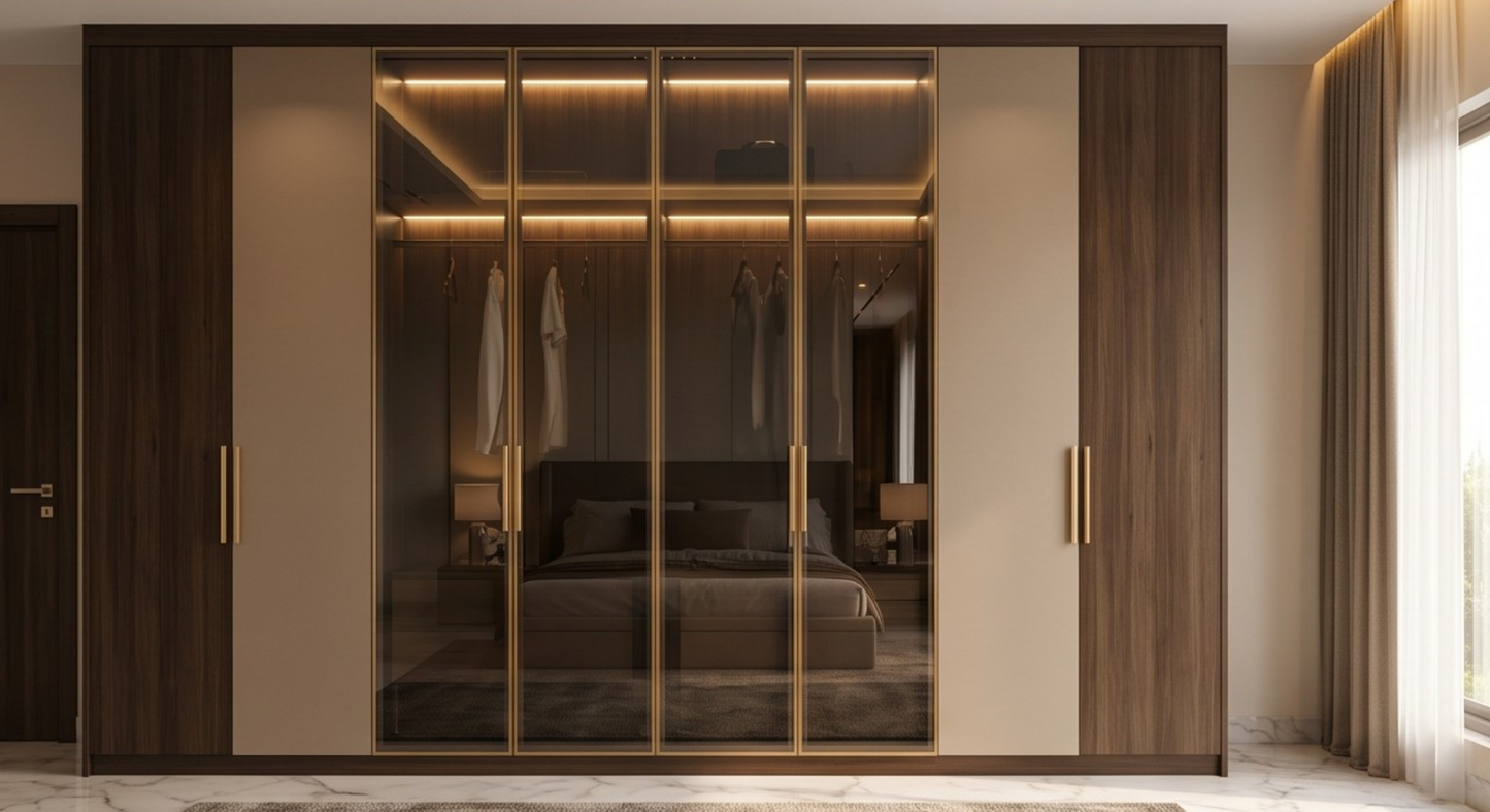Aurelia Glass & Wood Wardrobe