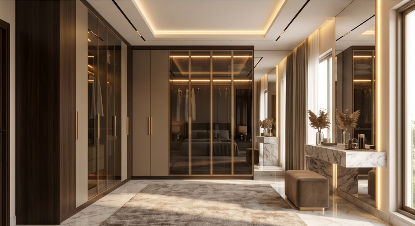 Aurelia Glass & Wood Wardrobe