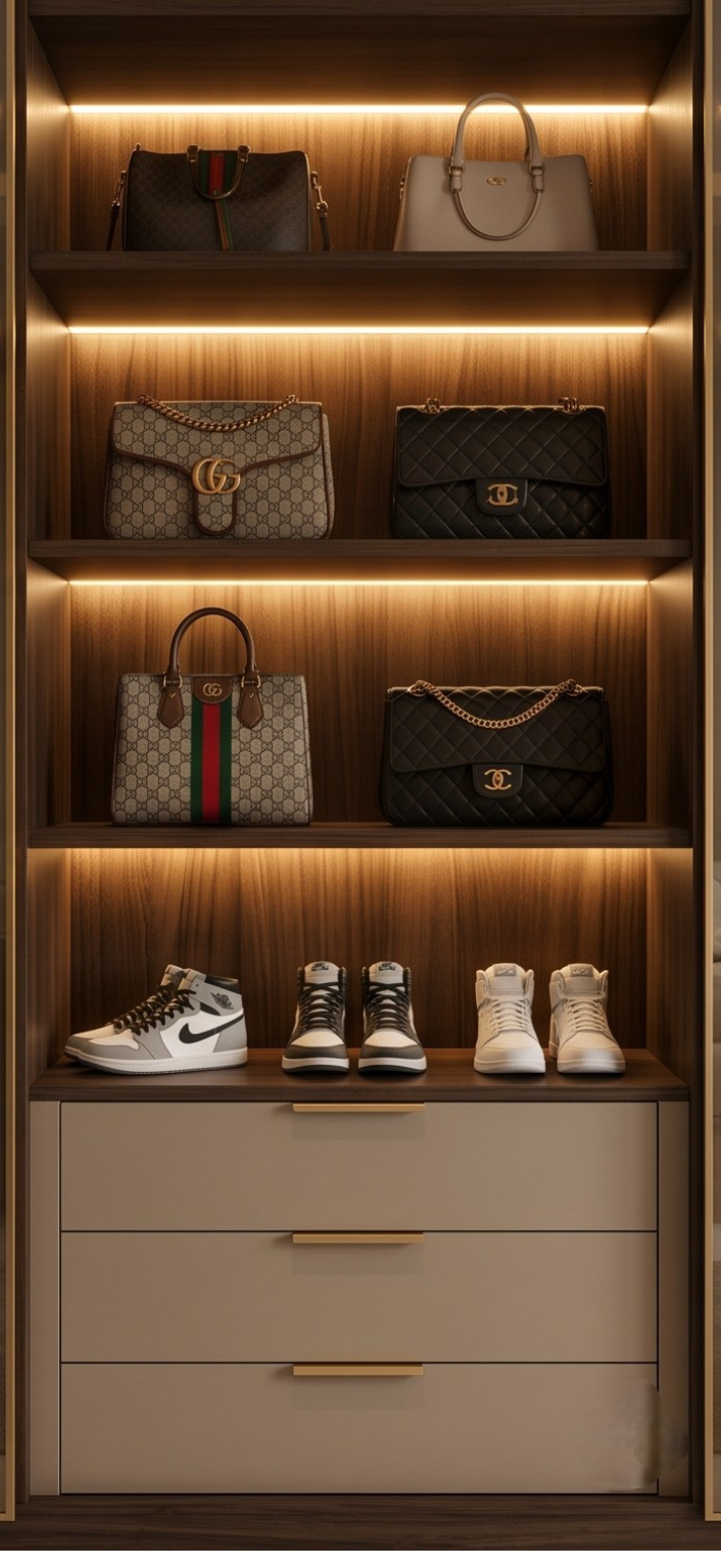 Aurelia Glass & Wood Wardrobe